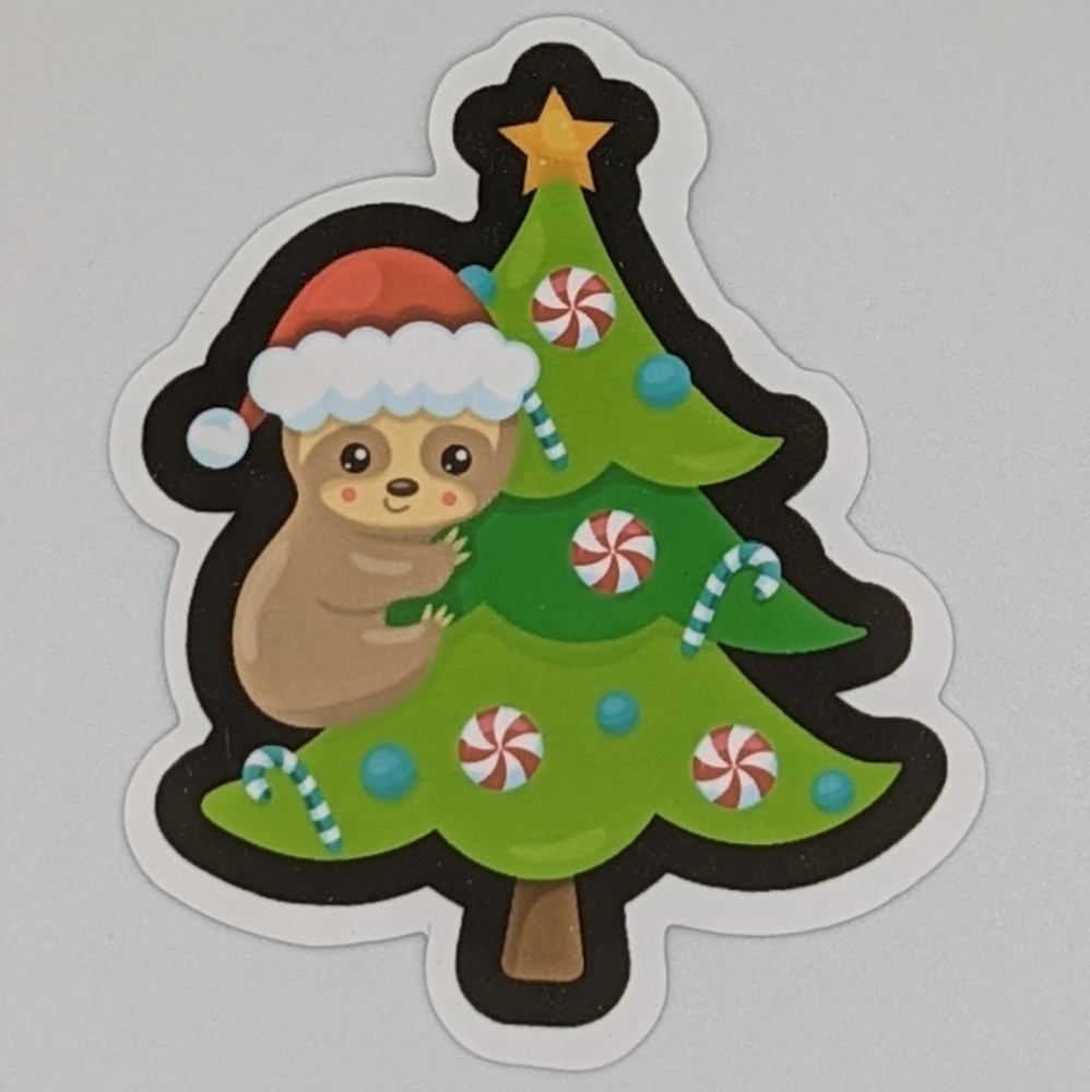 Sloth Christmas Tree Sticker